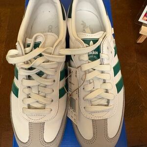 Adidas SAMBA Unisex White and Green Striped Sneakers